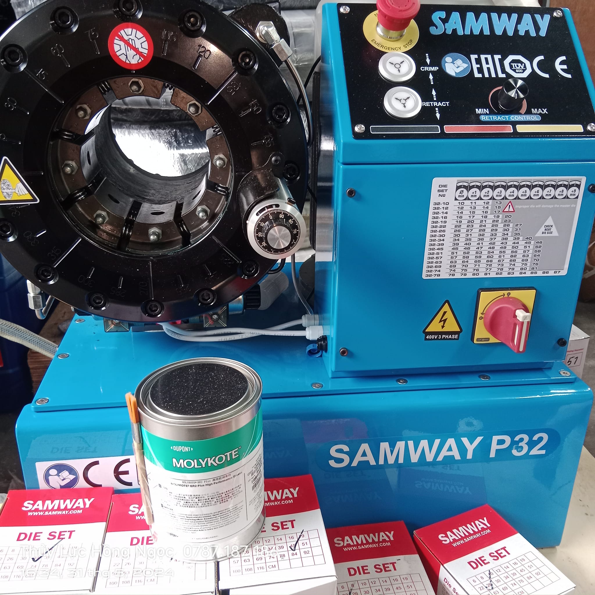 Hạ Cont máy bấm ống Samway và Dx